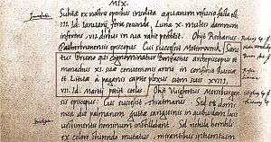 Lietuvos vardas. The first name of Lithuania in writing 1009