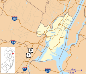 Location map of Hudson County, New Jersey