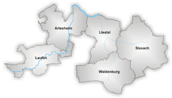 Map Canton Basel-Landschaft districts