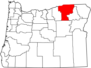 Map of Oregon highlighting Umatilla County