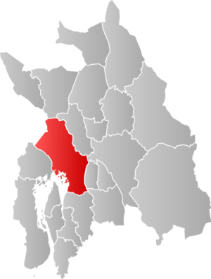 Oslo highlighted in red within Akershus County