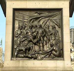 Nelson's Column - East Face Of Plinth Trafalgar Square - London - 240404