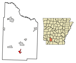 Location of Willisville in Nevada County, Arkansas.