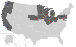 Location of teams in Big Ten Conference