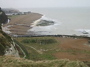 Oldstairs Bay and former firing range from cliff top - geograph.org.uk - 348611.jpg
