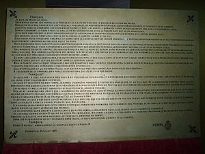 Plaque of the declaration by Henri, Comte de Chambord (Henry V)
