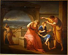 Pliny the Younger and his Mother at Misenum, 79 A.D., by Angelica Kauffmann, English, 1785, oil on canvas - Princeton University Art Museum - DSC06494