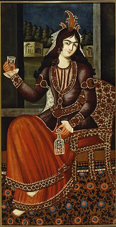 Qajar dynasty era, painting of a seated woman