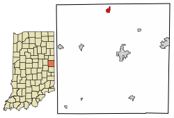 Location of Ridgeville in Randolph County, Indiana.