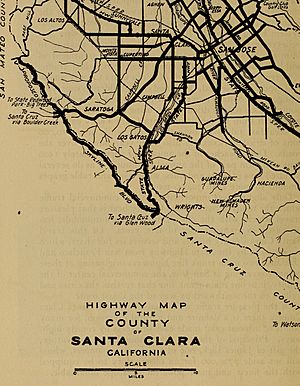 Santa Clara County highway map, 1920s