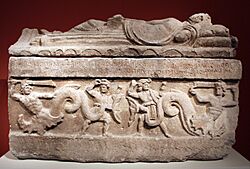 Sarcofago di arnth churcles, da norcia, tomba lattanzi, 300-270 ac ca., nenfro