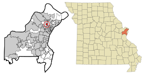 St. Louis County Missouri Incorporated and Unincorporated areas Kinloch Highlighted.svg