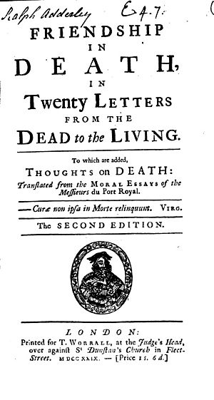 Title Page to Friendship in Death. 2nd edition. 1729