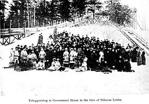 Toboganning at Government House in the time of Princess Louise c 1878