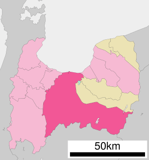 Location of Toyama in Toyama Prefecture