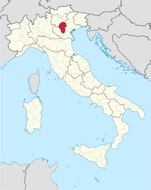 Map with the province of Vicenza in Italy