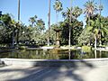View of the fountain in the Will Rogers Memorial Park in Beverly Hills, California