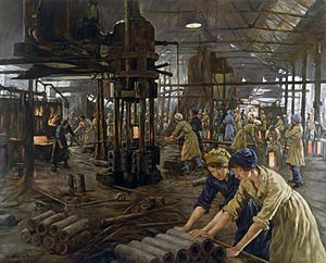 'The Munitions Girls' oil painting, England, 1918 Wellcome L0059548