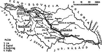 1938 map of interwar county Maramures