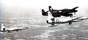 317th FAWS North American F-82F Twin Mustang 46-418 with F-94 Starfires