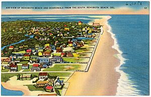 Air view of Rehoboth Beach and boardwalk from the south, Rehoboth Beach, Del (63081)