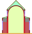 Aisleless church, lateral chapels