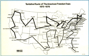 American Freedom Train route map 1975
