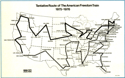 American Freedom Train route map 1975
