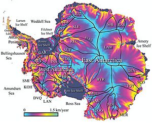 Antarctica glacier flow rate