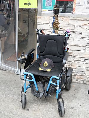 Blue and black wheelchair