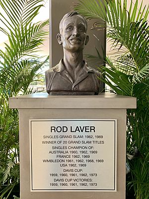 Bust of Rod Laver at Pat Rafter Arena, Queensland Tennis Centre 2020