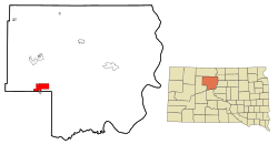 Location in Dewey County and the state of South Dakota