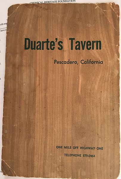 Duarte's Tavern old menu