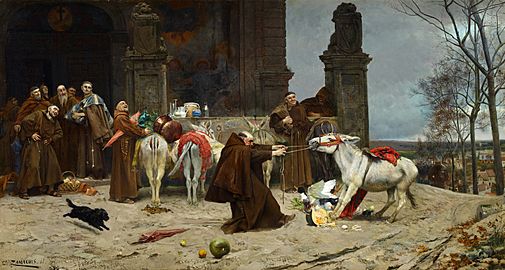 EDUARDO ZAMACOIS Y ZABALA - Regreso al Convento (Museo Carmen Thyssen, Málaga, 1868. Óleo sobre lienzo, 54.5 x 100.5 cm)