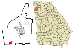 Location in Floyd County and the state of Georgia