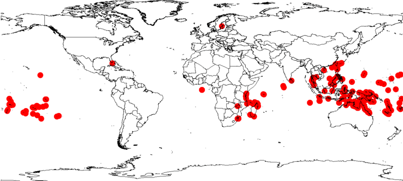Guettarda speciosa GBIFDistMap1