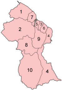 Guyana regions numbered