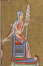Hunterian Psalter c. 1170 Eve spinning