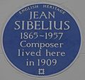 Jean Sibelius 15 Gloucester Walk blue plaque