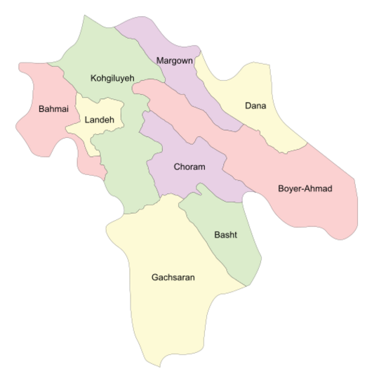 Counties of Kohgiluyeh and Boyer-Ahmad Province