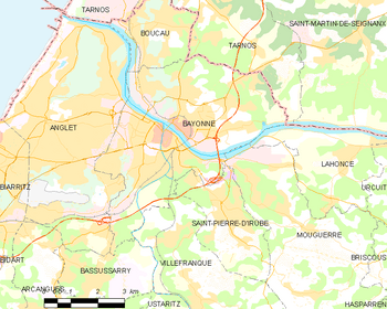 Map of the commune of Bayonne