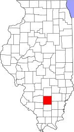 Map of Illinois highlighting Jefferson County