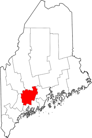 Map of Maine highlighting Kennebec County