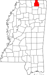 Map of Mississippi highlighting Tippah County