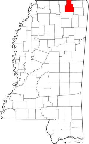 Map of Mississippi highlighting Tippah County