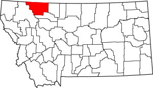 Map of Montana highlighting Glacier County