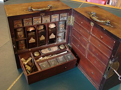 Medicine chest of Sir Stuart Threipland open