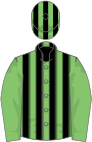 Light green and black stripes, light green sleeves