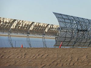 Parabolic trough near Harper Lake in California front and back
