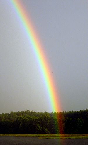 Rainbow above Kaviskis Lake, Lithuania